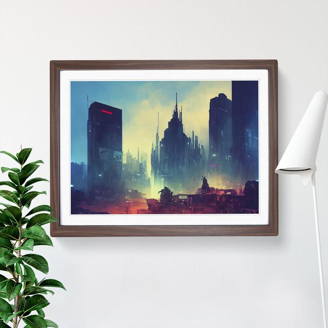 Glowing City Skyline Architecture - Picture Frame Graphic Art Latitude Run on Productcaster.