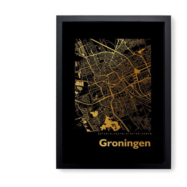 Gerahmtes Poster Groningen Stadtplan Brayden Studio Maße: 32,5 cm H x 23,5 cm B x 3,5 cm T on Productcaster.