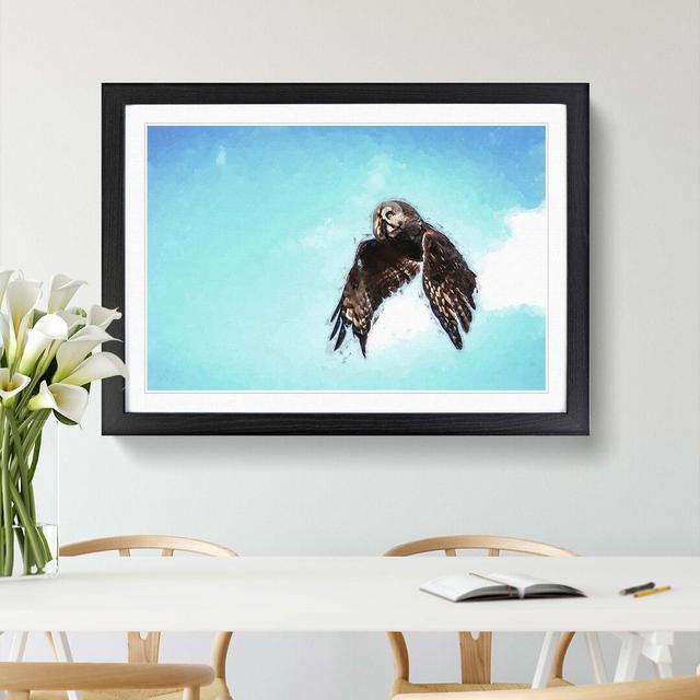 Flying Great Grey Owl in Abstract - Picture Frame Painting Print East Urban Home Size: 50cm H x 76cm W x 2cm D, Frame Option: Black on Productcaster.