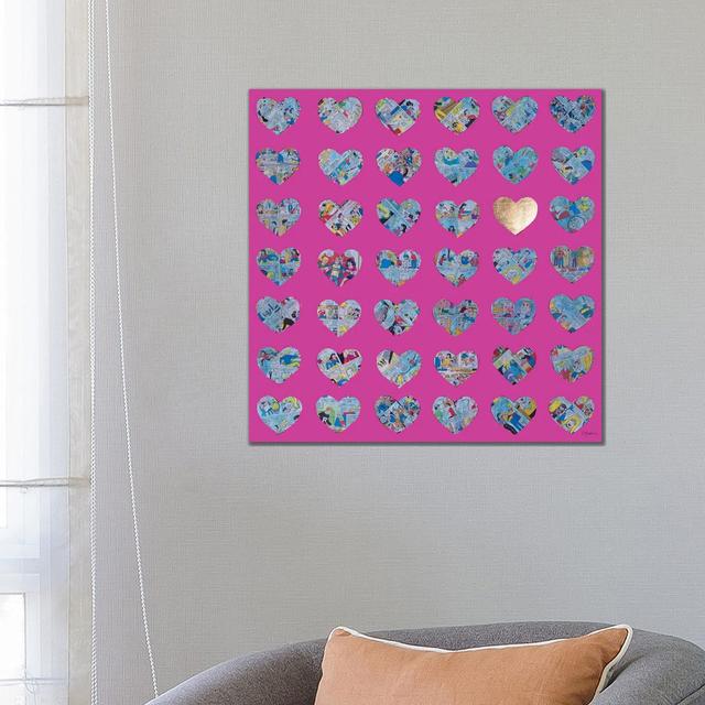 Hearts On Pink by Iness Kaplun - No Frame Gallery-Wrapped Canvas Giclée on Canvas Corrigan Studio Size: 66.04cm H x 66.04cm W on Productcaster.