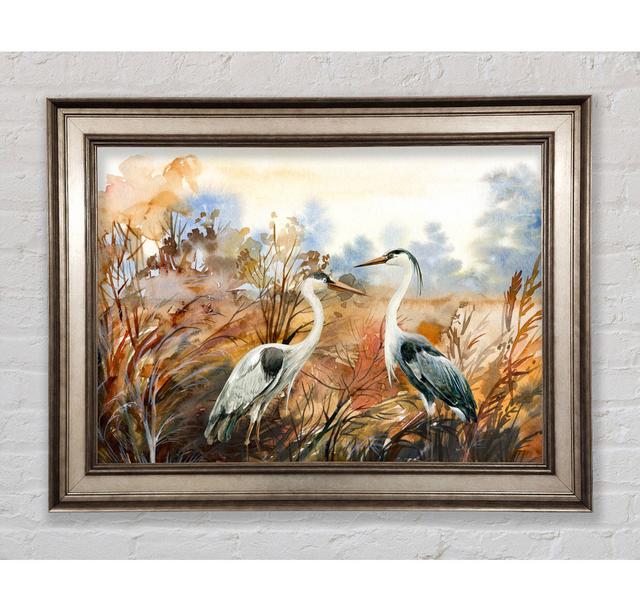 Herons In The Pond Framed Print Bright Star Size: 100cm H x 141.4cm W on Productcaster.