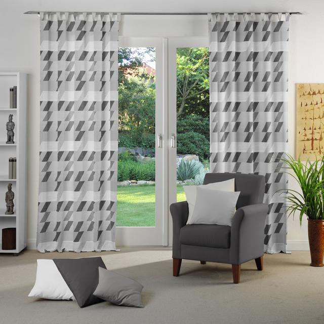 Lopez Polyester Room Darkening Tab Top Curtain Panel Latitude Run Size: 132cm Width x 255cm Drop, Curtain Colour: Light grey/Grey on Productcaster.