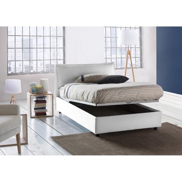 Benigno European Kingsize (160 x 200cm) Upholstered Ottoman Bed with Mattress Ebern Designs Colour: White, Size: European Double (140 x 200cm) on Productcaster.