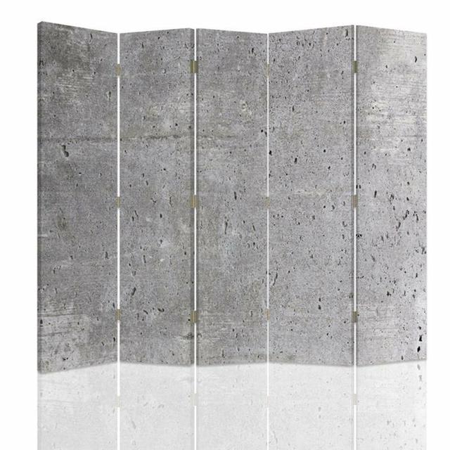 360° Rotatable Canvas Concrete Wall 5 Panel Room Divider Williston Forge on Productcaster.