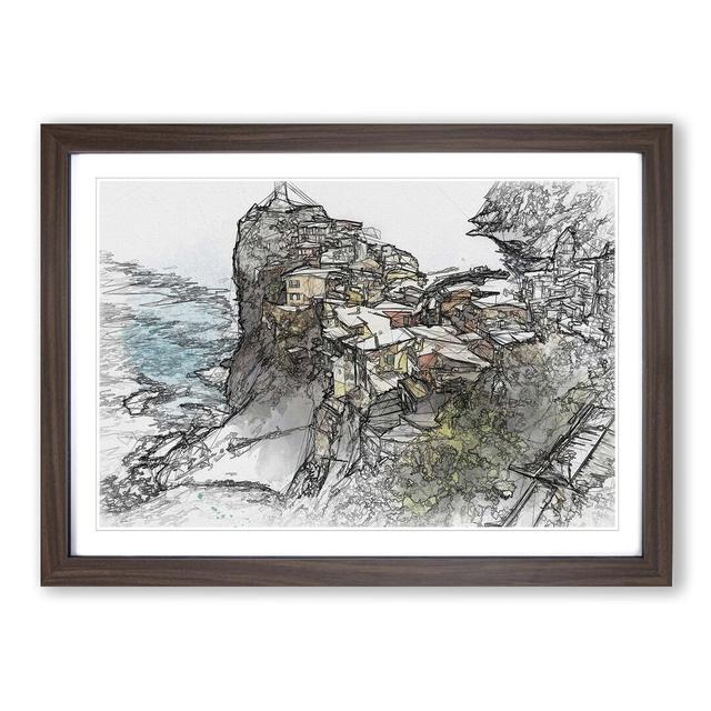 View of Cinque Terre in Italy in Abstract - Picture Frame Graphic Art Print East Urban Home Size: 60cm H x 91cm W x 2cm D, Frame Option: Walnut on Productcaster.