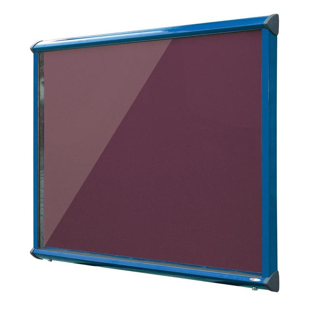 Pinnwand ClearAmbient Größe: 105 cm H x 118,2 cm B, Gestellfarbe: Blau, Farbe: Burgunderrot on Productcaster.