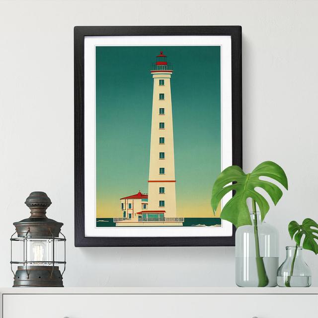 Lindsea Lighthouse Art Deco Style - Single Picture Frame Graphic Art Breakwater Bay Frame Option: Oak, Size: 34cm H x 25cm W x 1.99cm D on Productcaster.