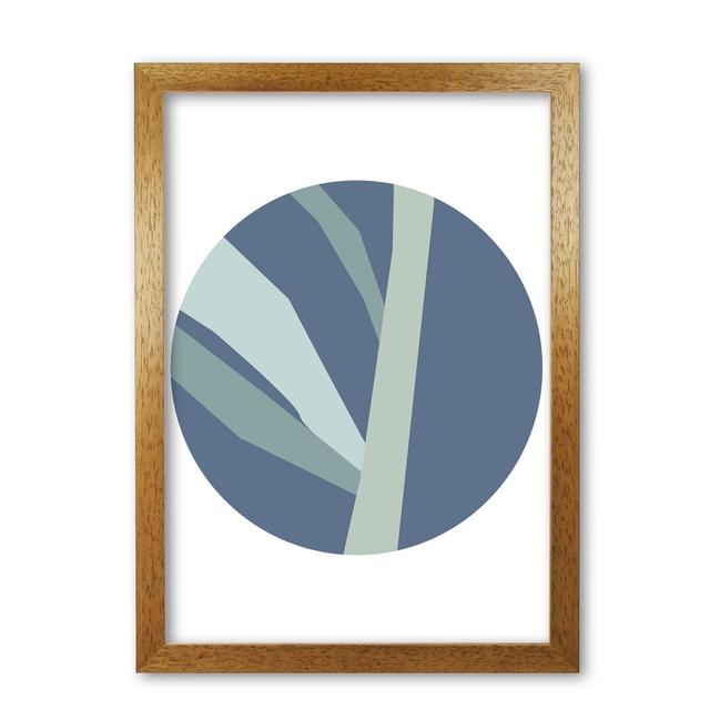 Navy Abstract Circle With Branches - Print East Urban Home Size: 85 cm H x 60 cm W x 5 cm D, Format: Honey Oak Frame on Productcaster.