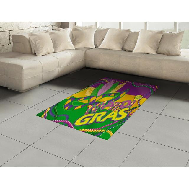 Mardi Gras Area Rug Vivid Beads Feathers Happy Larry Rug Size: Rectangle 120 x 180cm on Productcaster.