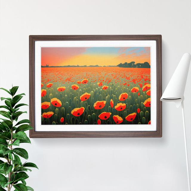 Beauteous Poppy Field Flowers - Picture Frame Graphic Art Marlow Home Co. Size: 46cm H x 64cm W x 2cm D, Frame Colour: Walnut Framed on Productcaster.