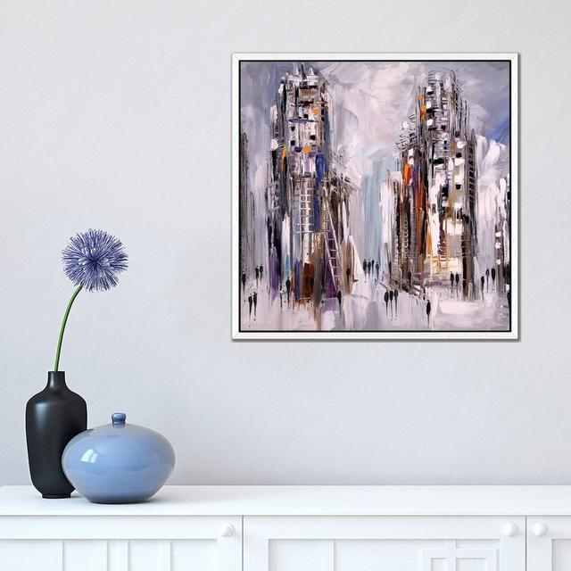 Streets by Ekaterina Ermilkina - Painting Print on Canvas Ebern Designs Size: 45.72cm H x 45.72cm W x 3.81cm D, Format: White Framed on Productcaster.