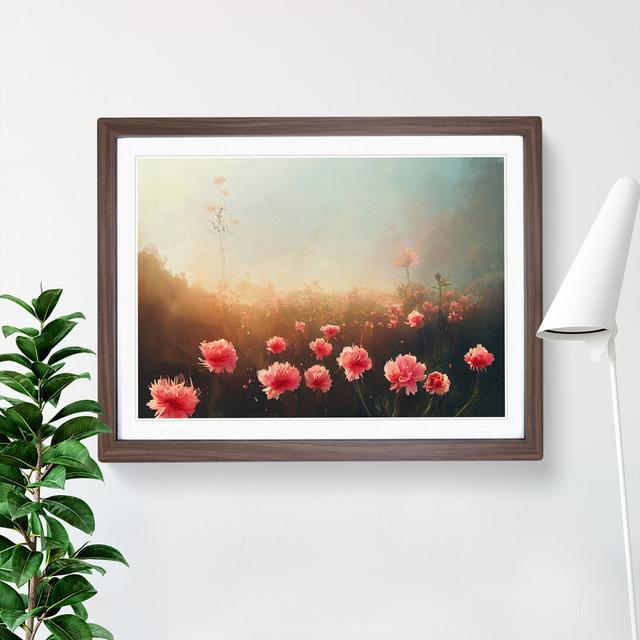 XH1022-7141X Pretty Carnation Flowers - Single Picture Frame Print Marlow Home Co. Size: 25cm H x 34cm W x 2cm D, Frame Colour: Walnut Framed on Productcaster.