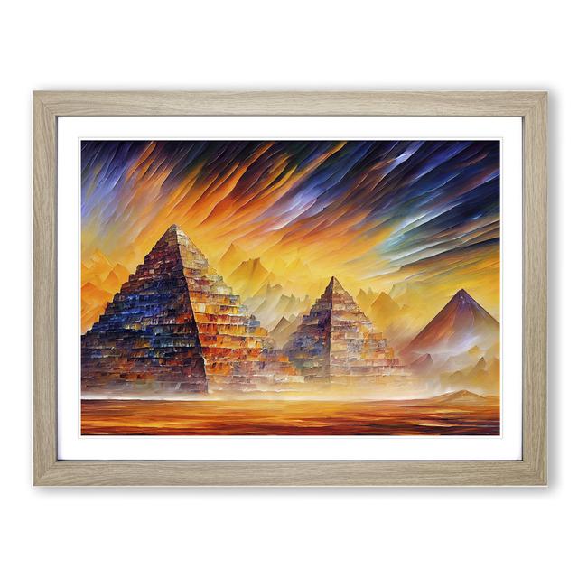 XH1022-7250X Pyramids Shimmering - Single Picture Frame Print 17 Stories Size: 46cm H x 64cm W x 2cm D, Frame Colour: Oak Framed on Productcaster.