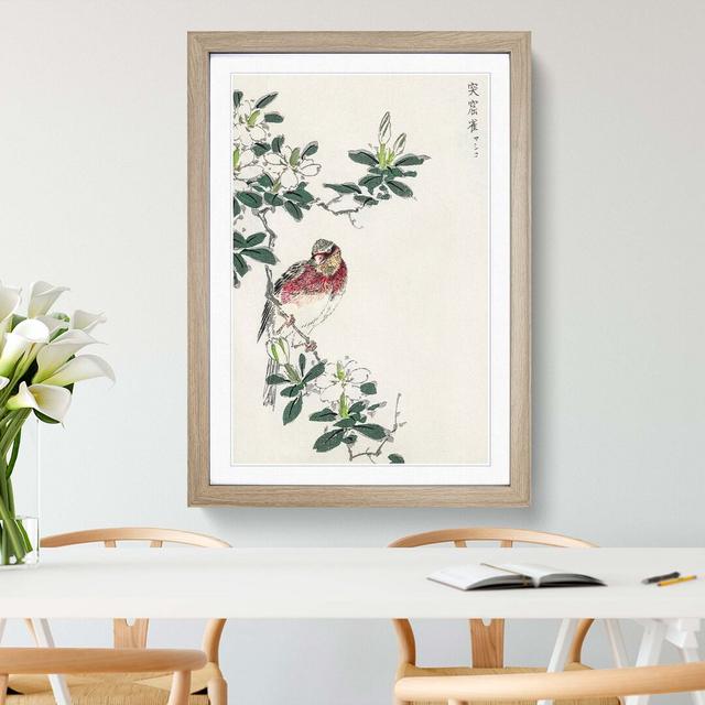 Japanese Long-Tailed Rosefinch by Numata Kashu - Picture Frame Painting Print East Urban Home Size: 87cm H x 62cm W x 2cm D, Format: Oak Framed on Productcaster.