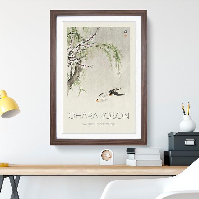 Two Swallows in Flight by Ohara Koson - Picture Frame Art Prints East Urban Home Size: 36cm H x 27cm W x 2cm D, Frame Option: Walnut on Productcaster.