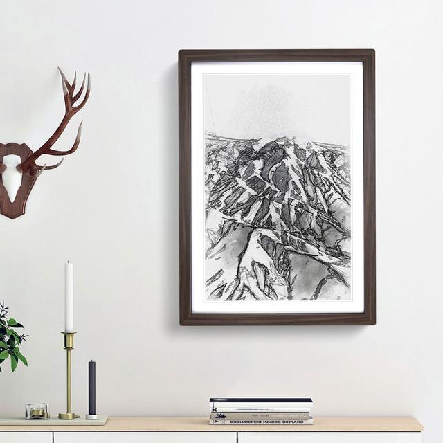 Mountain Range in Afghanistan in Abstract - Picture Frame Drawing Print East Urban Home Size: 36cm H x 27cm W x 2cm D, Frame Option: Walnut Framed on Productcaster.