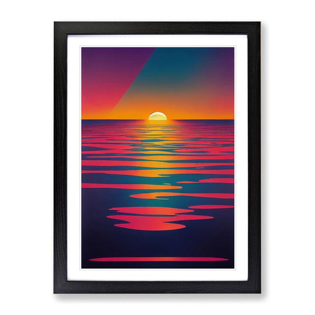 An Extravagant Abstract Ocean Sunset House of Hampton Frame Colour: Black, Size: 46cm H x 34cm W on Productcaster.