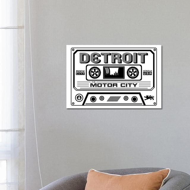 Detroit Cassette - Light Background by Benton Park Prints - Wrapped Canvas Gallery-Wrapped Canvas Giclée Williston Forge Size: 45.72cm H x 66.04cm W x on Productcaster.