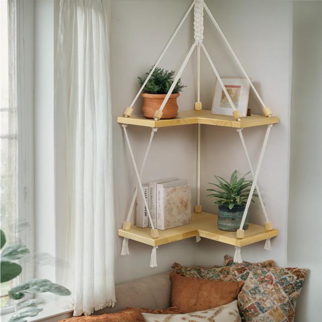 Manorville 2 Piece L-Shaped Wood Corner Shelf Fairmont Park on Productcaster.