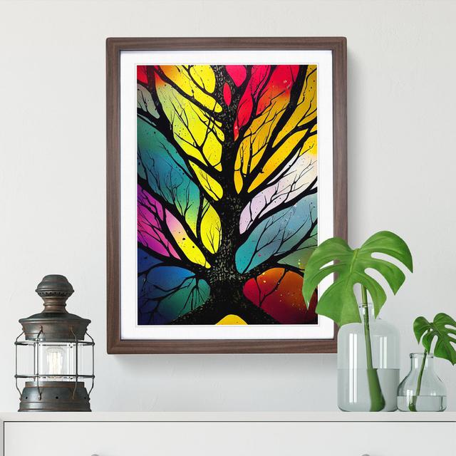 Vibrant Abstract Trees No.1 - Single Picture Frame Print Marlow Home Co. Size: 34cm H x 25cm W x 2cm D, Frame Colour: Walnut on Productcaster.