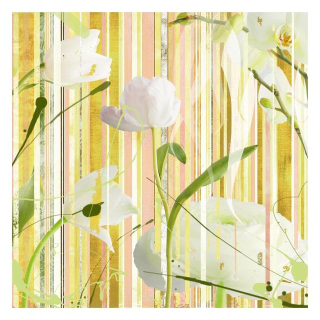 White Flower Print 1.92m x 1.92m Peel and Stick Textured Matte Wall Mural East Urban Home on Productcaster.