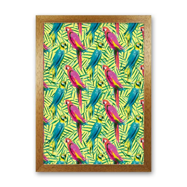 Tropical Parrots Palms - Print 17 Stories Size: 46cm H x 34cm W x 3cm D, Frame Option: Brown Framed on Productcaster.