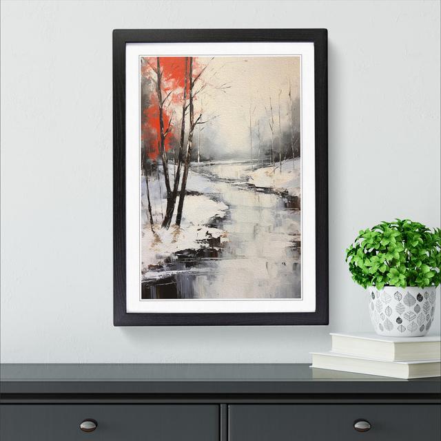 Winter Landscape Gestural No.2 - Single Picture Frame Print on Wood Alpen Home Frame Colour: Black, Size: 46cm H x 34cm W x 2cm D on Productcaster.