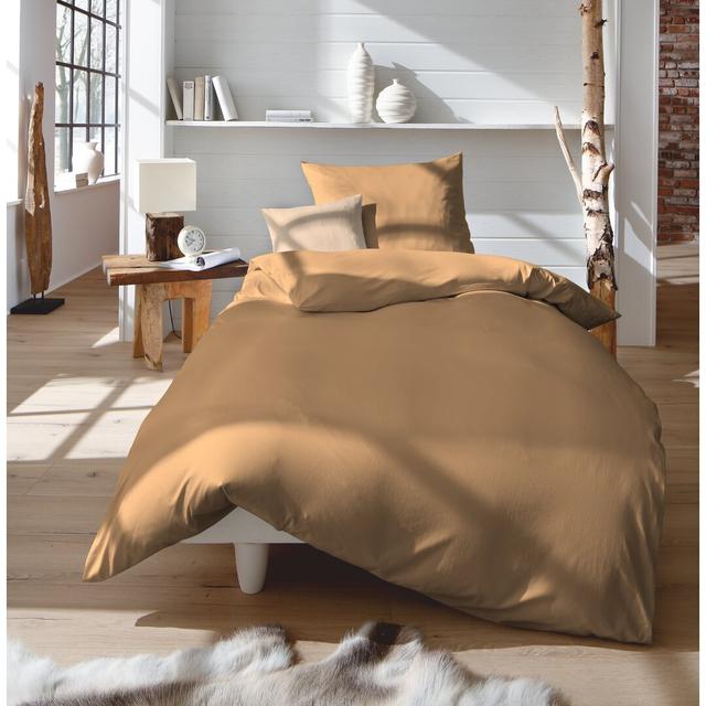 Uni-Colours 100% Cotton 200 TC Duvet Cover Set Fleuresse Colour: Sand, Size: 155 x 220cm Duvet Cover + 1 Pillowcase on Productcaster.