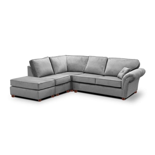 Lila 4 - Piece Velvet Corner Sectional Mercer41 Upholstery Colour: Grey, Orientation: Left Hand Facing on Productcaster.