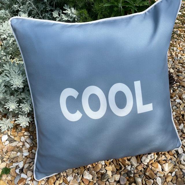 COOL Grey Showerproof Garden Cushion Happy Larry on Productcaster.