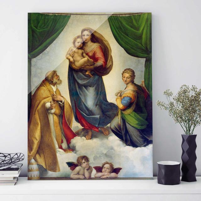 Glasbild Die Sixtinische Madonna von Raffael East Urban Home Größe: 100 cm H x 75 cm B on Productcaster.