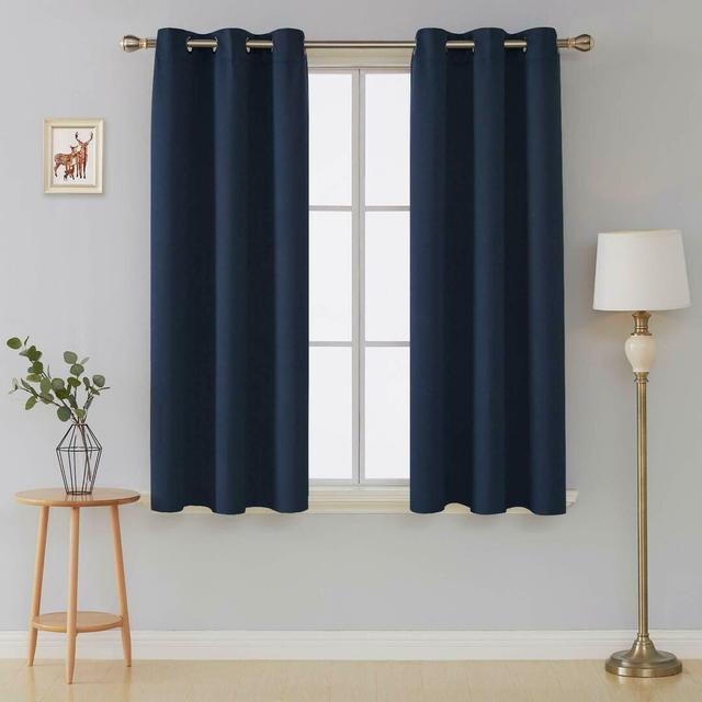 Frasco Eyelet Blackout Thermal Curtain Ebern Designs Panel Size: 228.6cm Width x 228.6cm Drop, Curtain Colour: Navy on Productcaster.