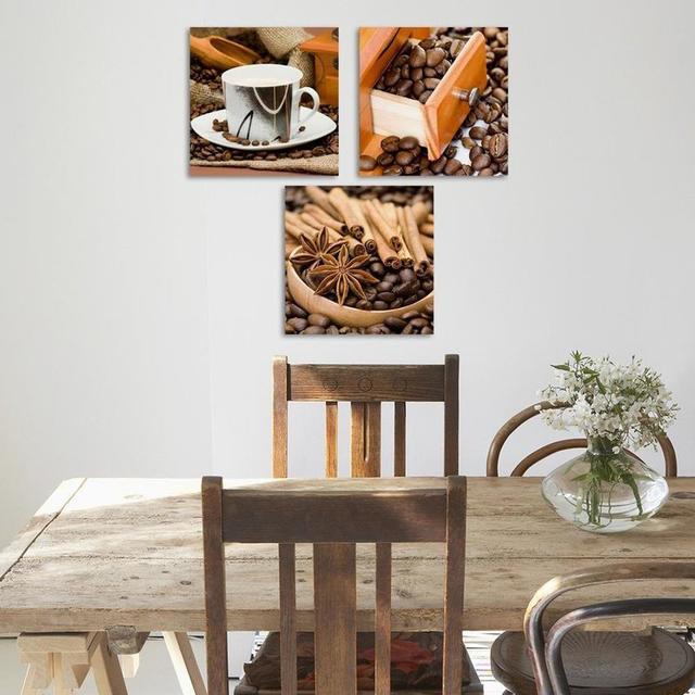 'Coffee Beans and Cinnamon' - 3 Piece Wrapped Canvas Panoramic Photograph Print Set 17 Stories Size: 60cm H x 180cm W on Productcaster.