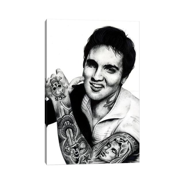 Elvis Happy Larry Format: Wrapped Canvas, Size: 30.48cm H x 20.32cm W x 1.91cm D on Productcaster.