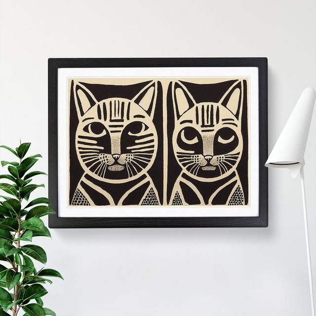 Modern Cat Abstract - Picture Frame Graphic Art World Menagerie Frame Colour: Black, Size: 46cm H x 64cm W x 2cm D on Productcaster.