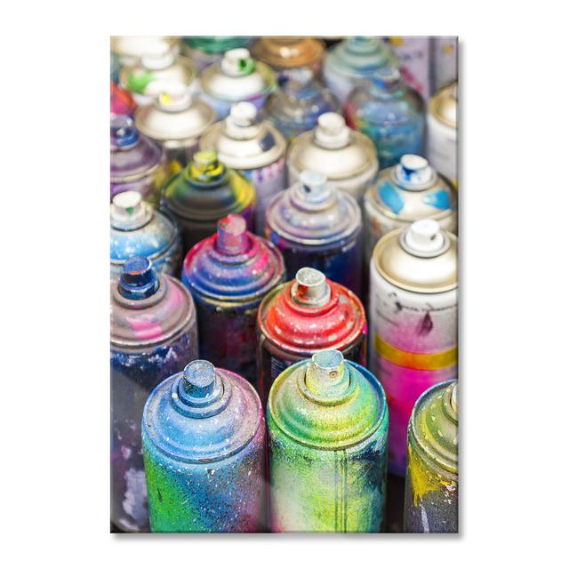 Ungerahmtes Foto auf Glas "Graffiti Bottles" Ebern Designs Größe: 80 cm H x 60 cm B x 0,4 cm T on Productcaster.