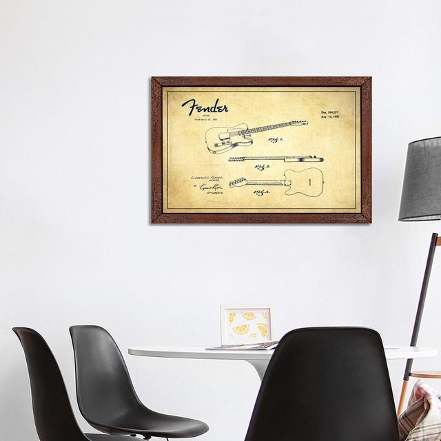 Fender Guitar - Print on Canvas Brayden Studio Size: 45.72cm H x 66.04cm W x 3.81cm D, Frame Option: Brown Framed on Productcaster.