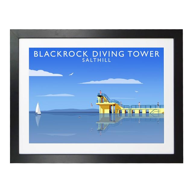 Black Rock Diving Tower by Richard O'Neil - Print East Urban Home Format: Black Wood Frame, Size: 44 cm H x 54 cm W x 2.2 cm D on Productcaster.