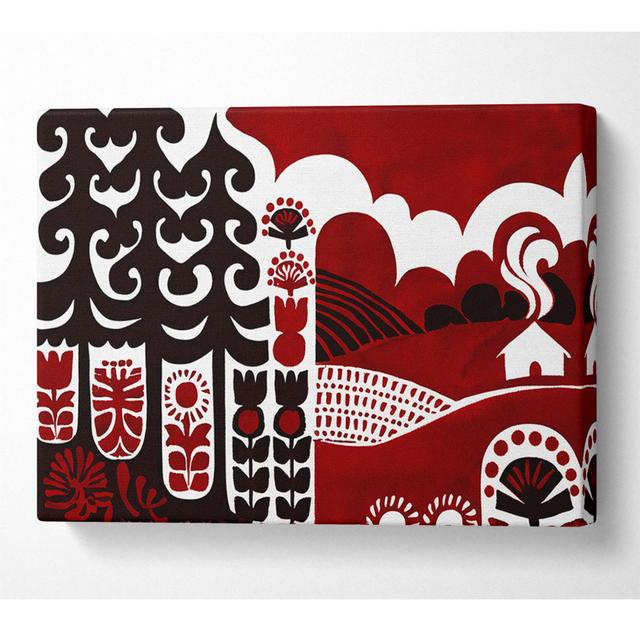 Abstract Hills Maroon - Print ClassicLiving Size: 50.8cm H x 81.3cm W x 10cm D on Productcaster.