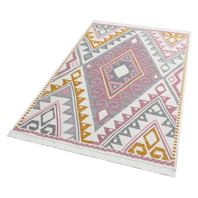 Arya Pink/Yellow/Grey Rug Bakero Rug Size: Rectangle 80 x 150cm on Productcaster.