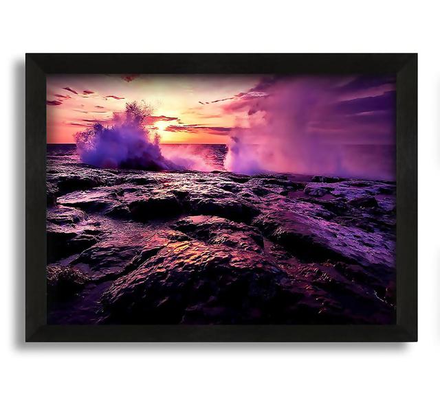 Shore Waves Framed Print Wall Art House of Hampton Size: 21cm H x 30cm W x 10cm D, Format: Black Framed Canvas on Productcaster.