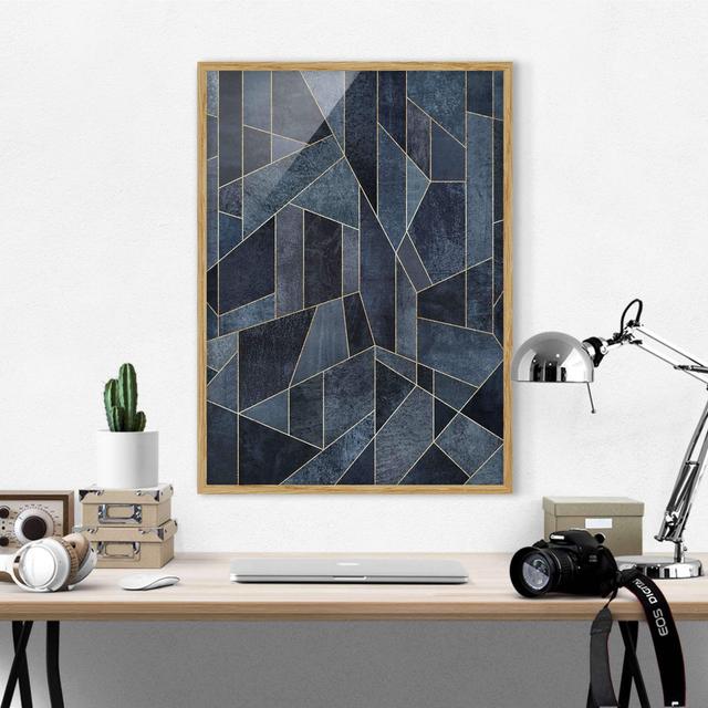 Blue Geometry Watercolour - Picture Frame Graphic Art Corrigan Studio Frame Option: Brown, Size: 55cm H x 40cm W x 2cm D on Productcaster.