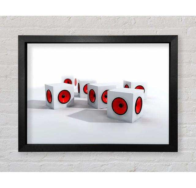 Red Speaker Cubes Framed Print Ebern Designs Size: 42.1cm H x 59.7cm W on Productcaster.