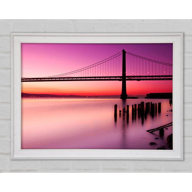 Golden Gate Bridge Pink Serene Framed Print Highland Dunes Size: 29.7cm H x 42cm W x 1.5cm D on Productcaster.