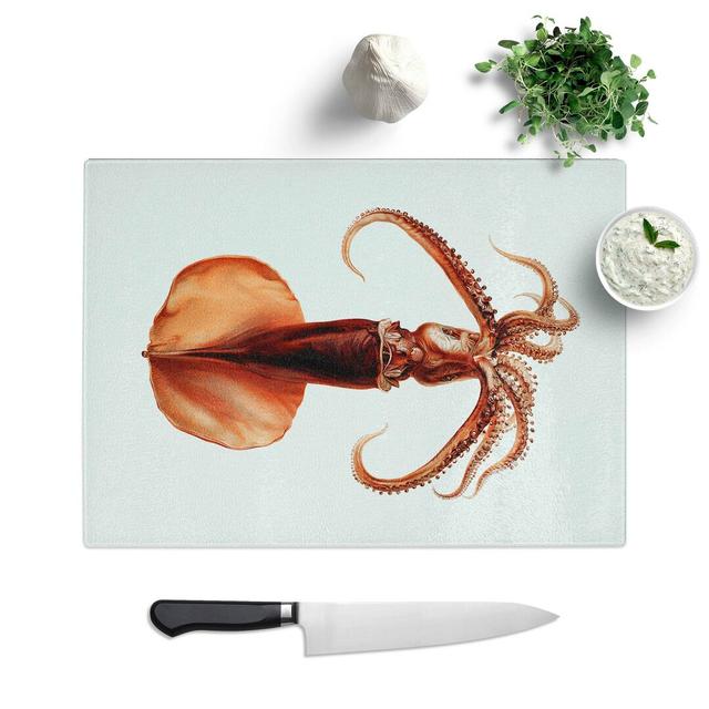 Tempered Glass Squid Illustration by Albert I Chopping Board East Urban Home Size: 39 cm W x 28.5 cm L on Productcaster.