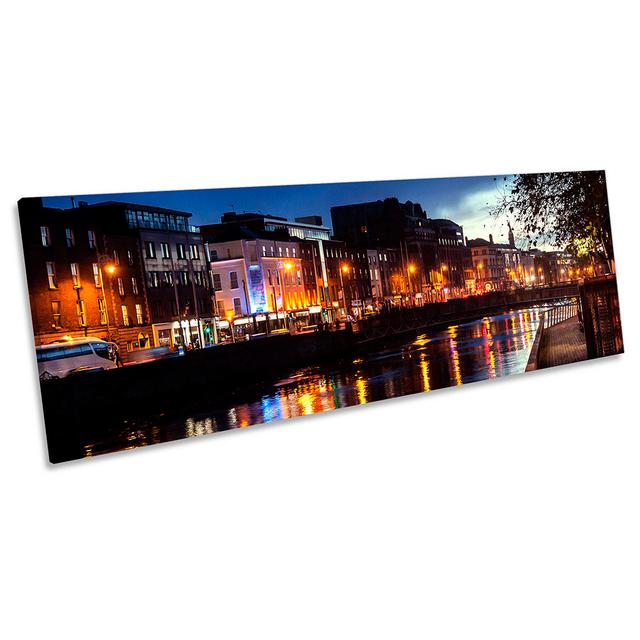 Dublin Liffey River City Print PANORAMA CANVAS WALL ART Picture Multi-Coloured 17 Stories Size: 30.48cm H x 91.44cm W on Productcaster.