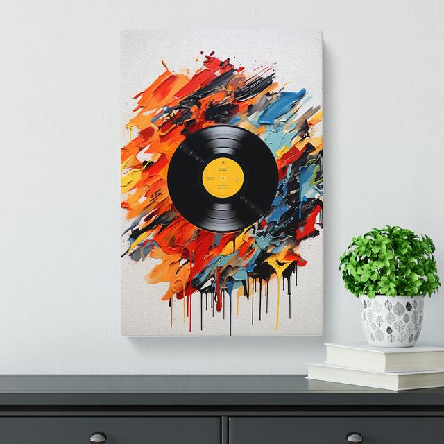 Vinyl Record Hard Edge Painting - No Frame Print 17 Stories Size: 50cm H x 35cm W x 3cm D on Productcaster.