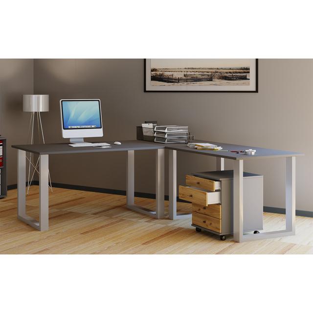 VCM "Lona" corner desk, with U-shaped feet 17 Stories Colour: Black/White, Size: 76cm H x 220cm W x 80cm D on Productcaster.