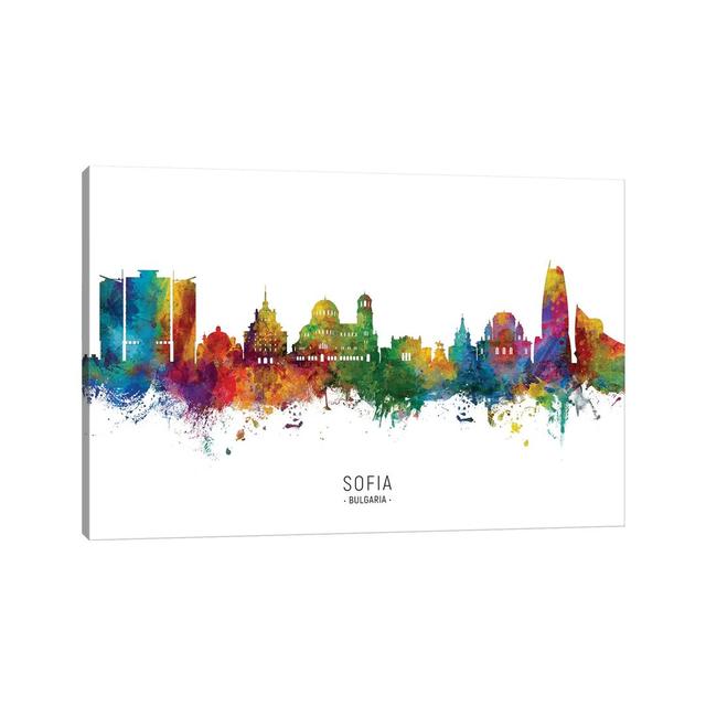 Sofia Bulgaria Skyline by Michael Tompsett - Wrapped Canvas Painting Latitude Run Size: 20.32cm H x 30.48cm W x 1.91cm D on Productcaster.