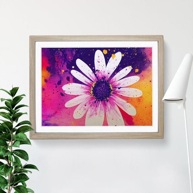 Daisy Flower Splash Vol.5 Abstract - Picture Frame Graphic Art Marlow Home Co. Size: 46cm H x 64cm W x 2cm D, Frame Colour: Oak on Productcaster.